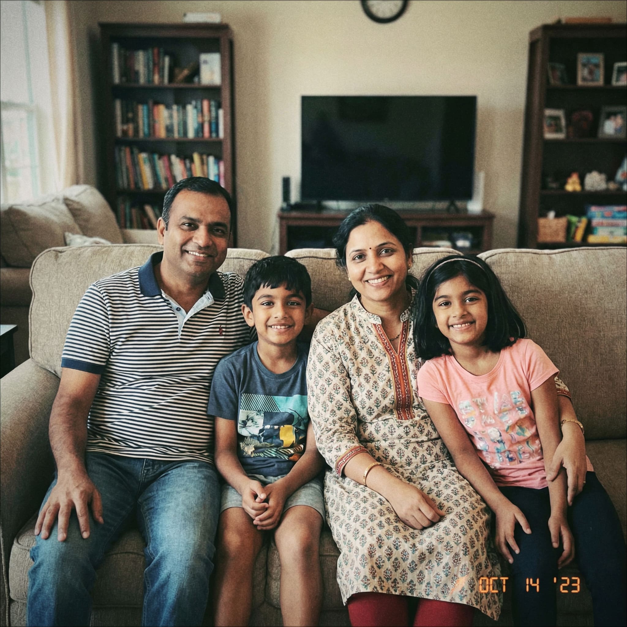 Original family photo before AI Diwali transformation