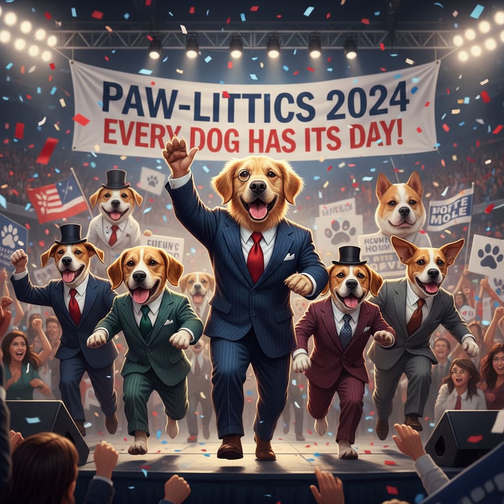 Dogs Running for President AI Image