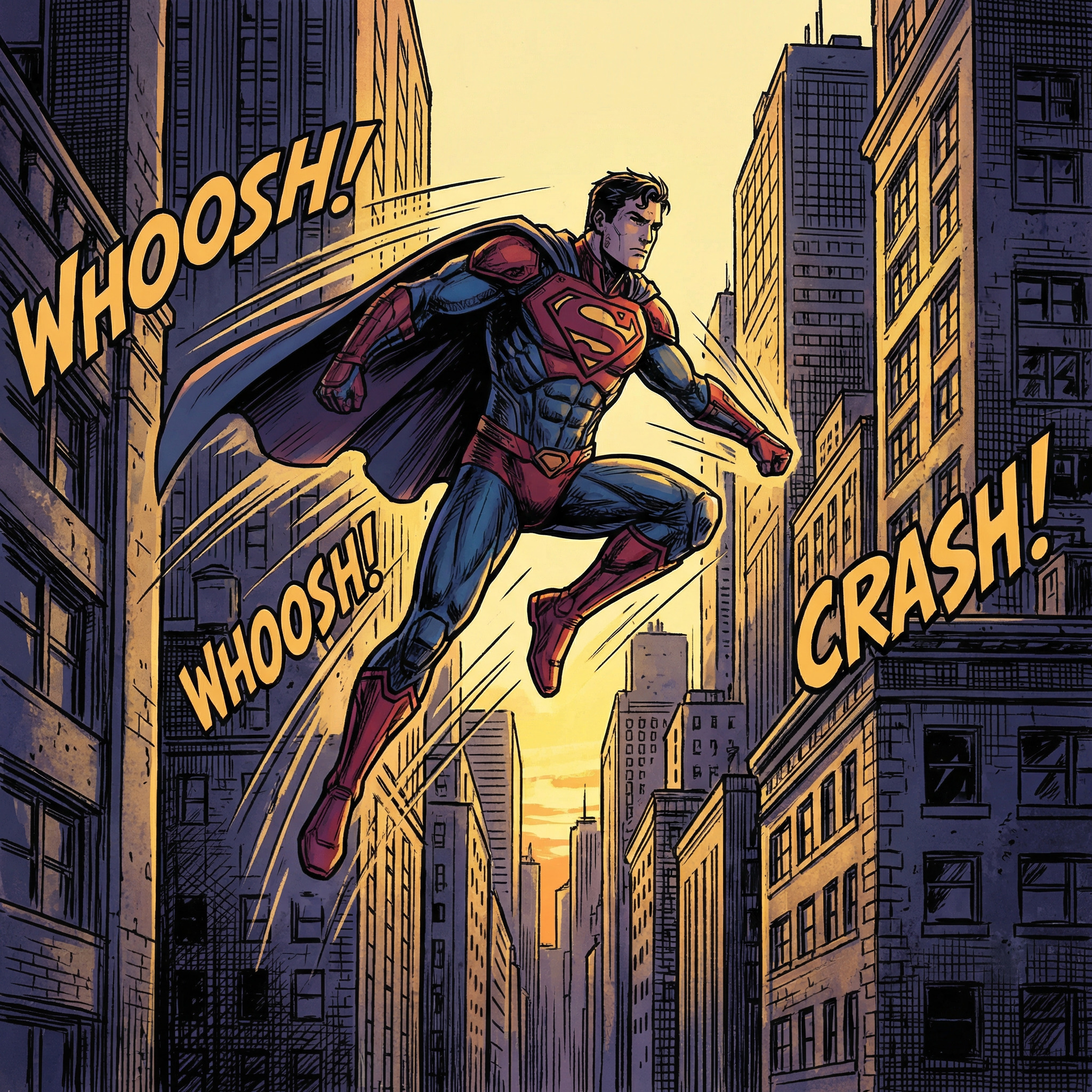 Comic book action drawing