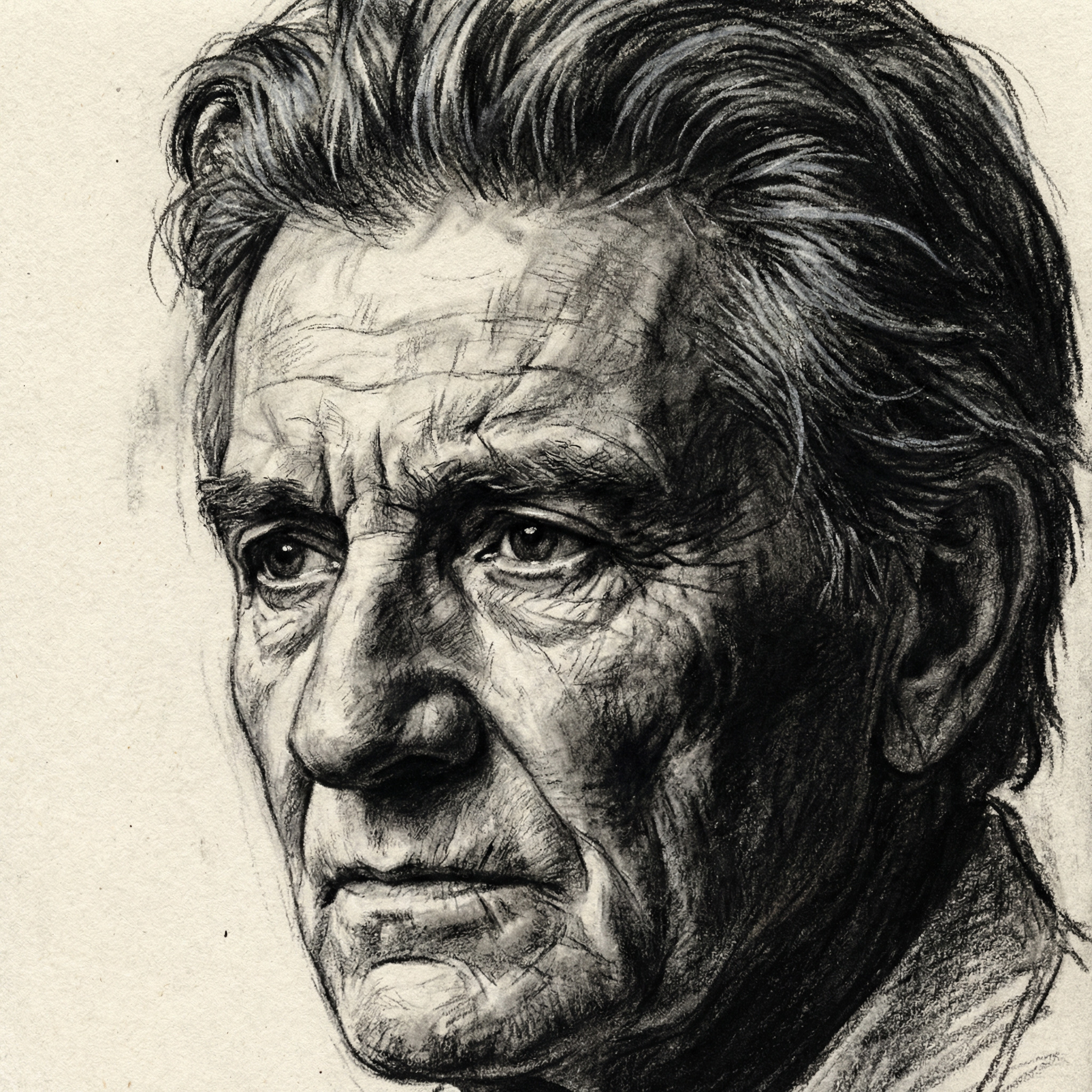 Dessin de portrait au fusain