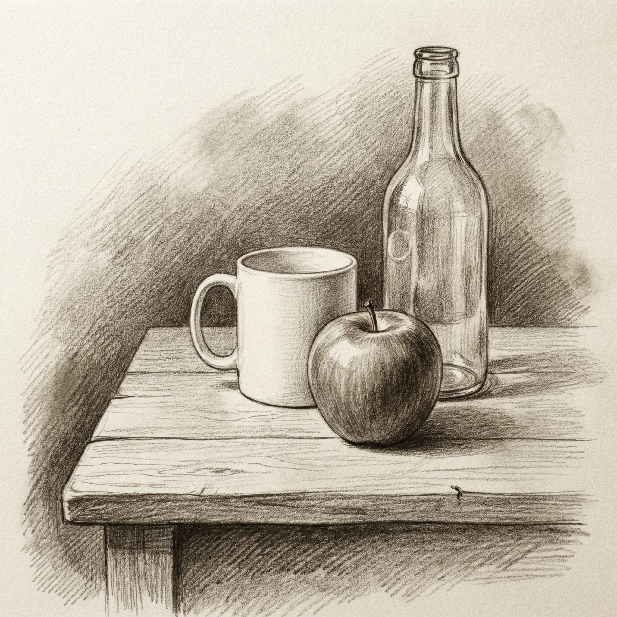 Dessin de nature morte au crayon