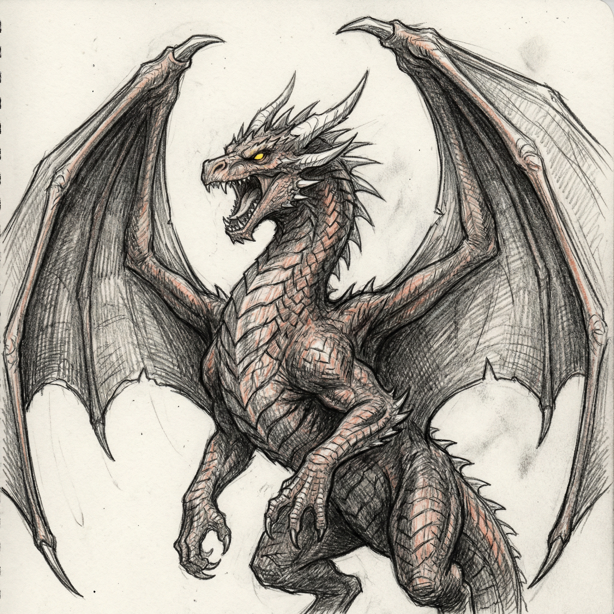 Dessin de croquis de dragon fantastique