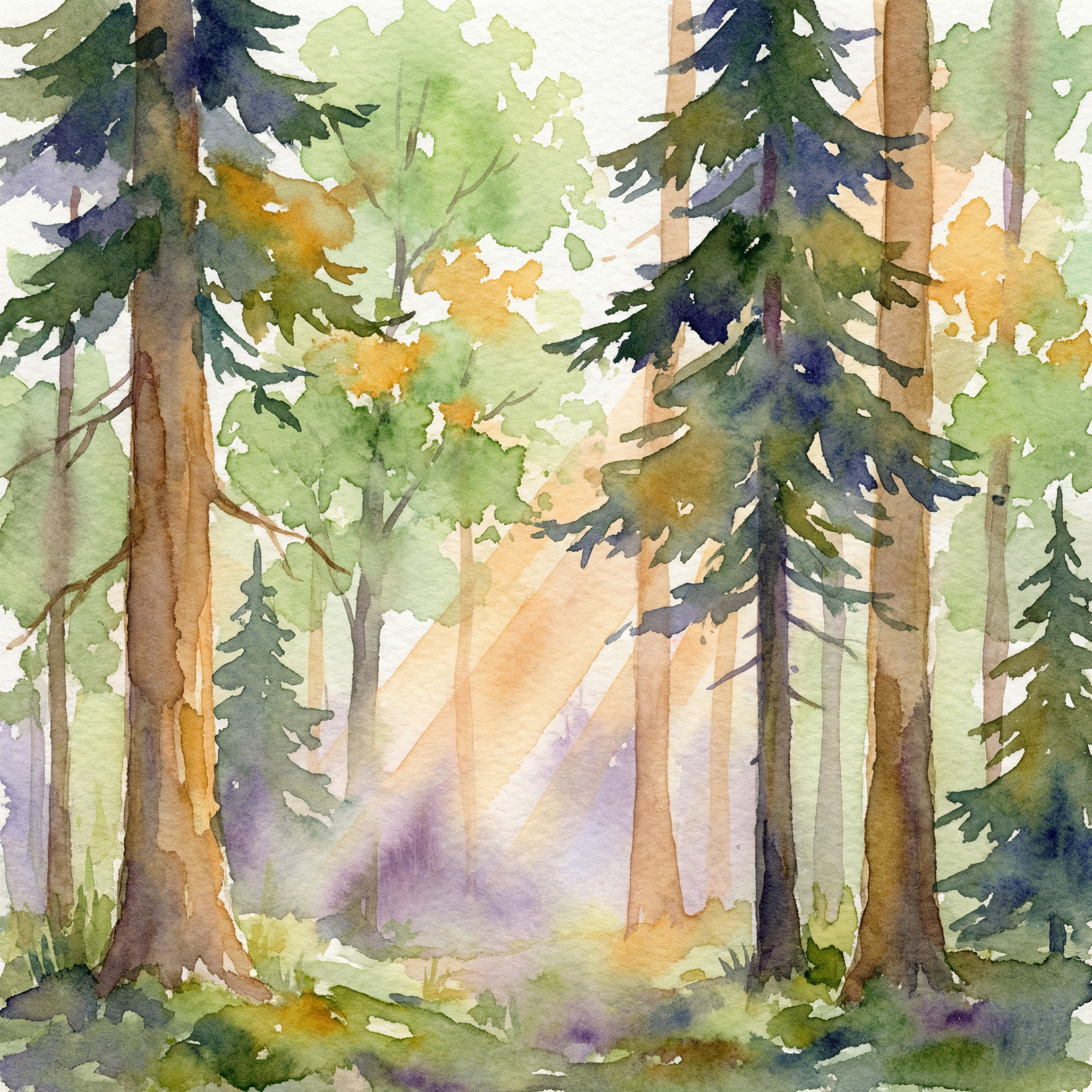Watercolor forest illustration
