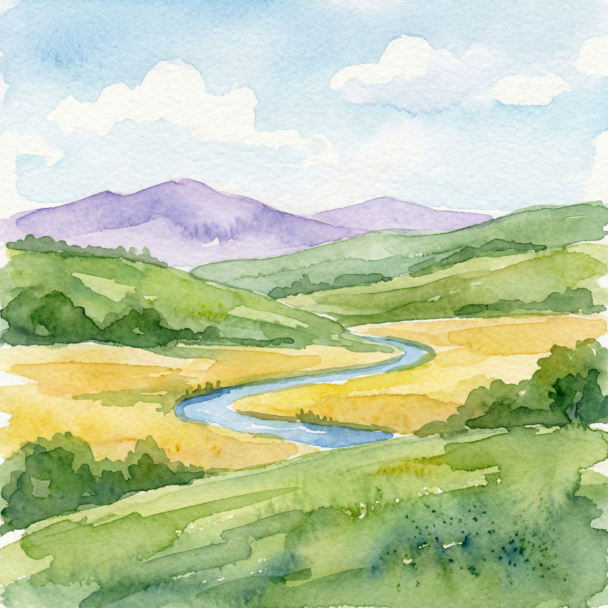 Watercolor landscape drawing
