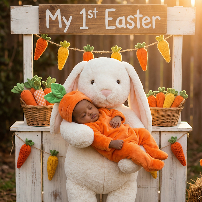 Easter Infant Photo Shoot Ideas - Dreamy Carrot Stand
