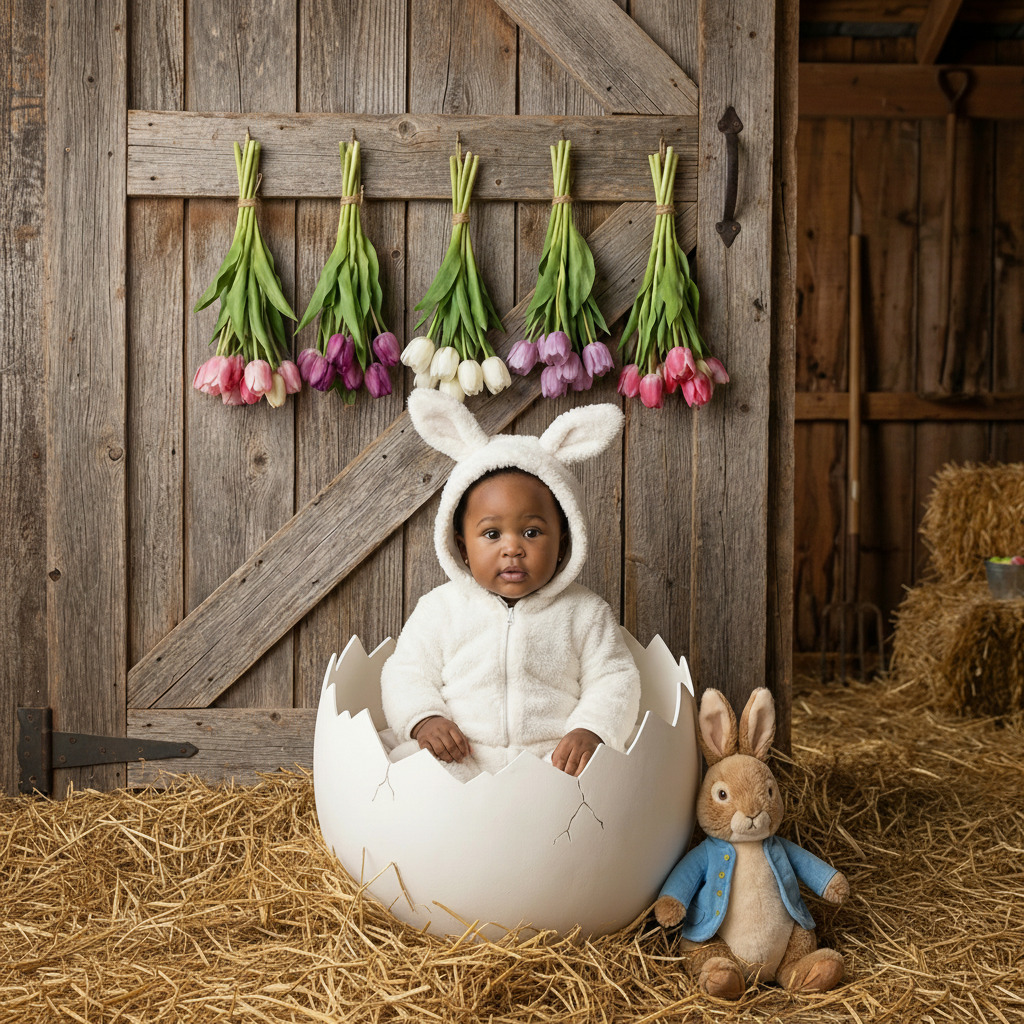Easter Baby Photo Ideas - Easter Bunny Barn
