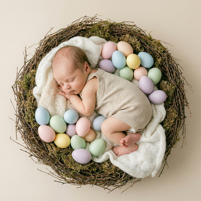 Easter Infant Photo Shoot Ideas - Easter Egg Nest
