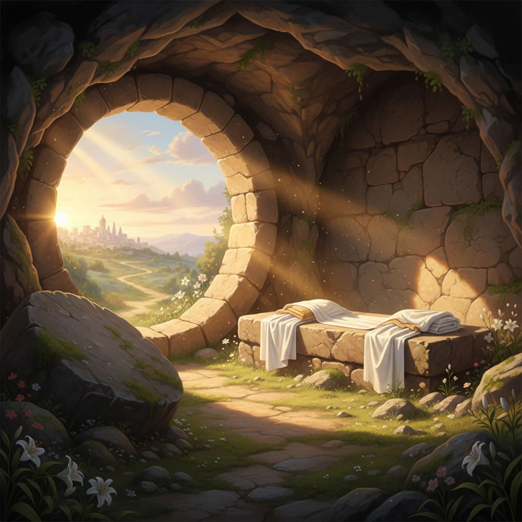 AI-generated Easter empty tomb scene