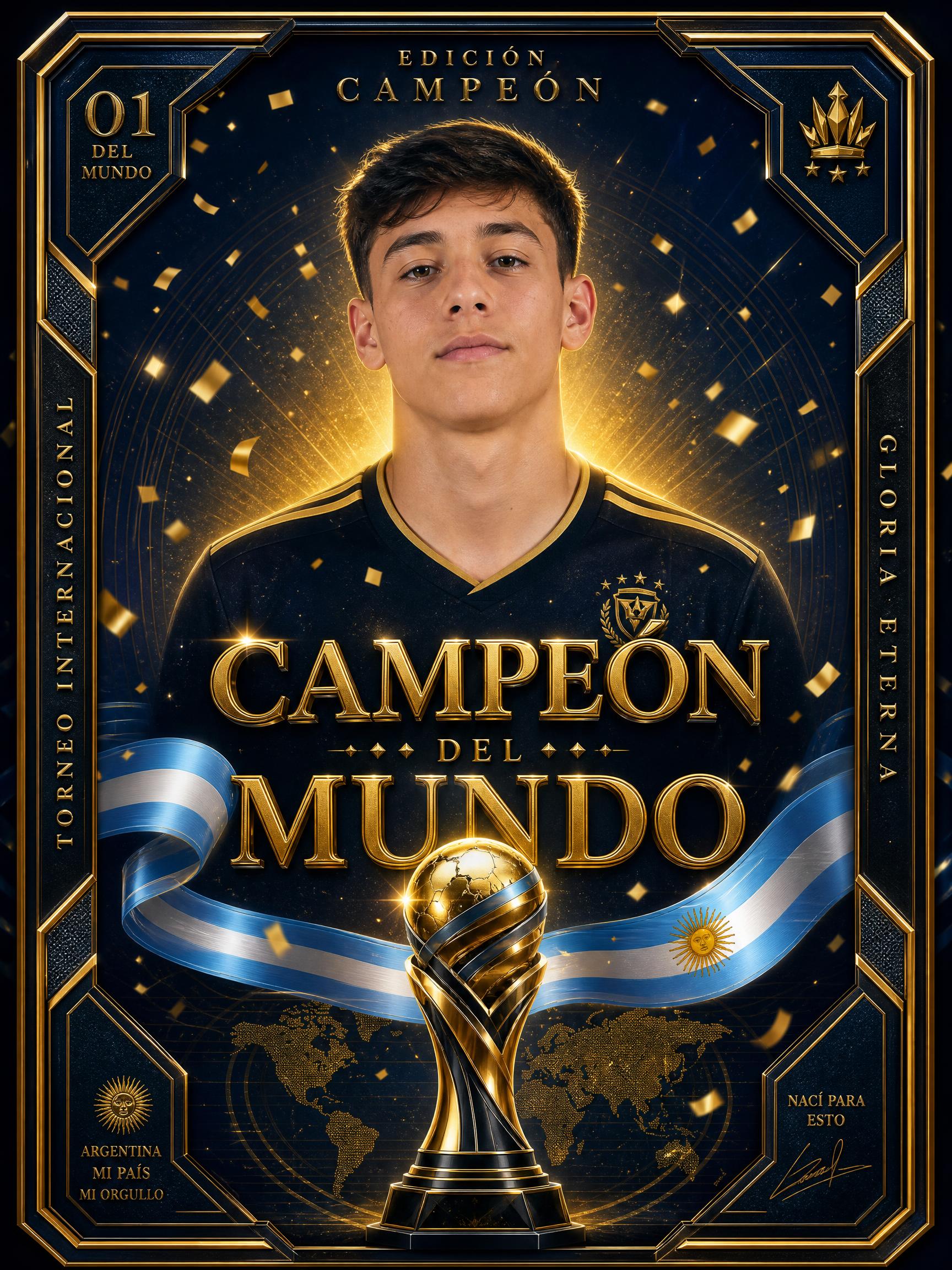 Tarjeta edición campeón del mundo del Mundial con IA