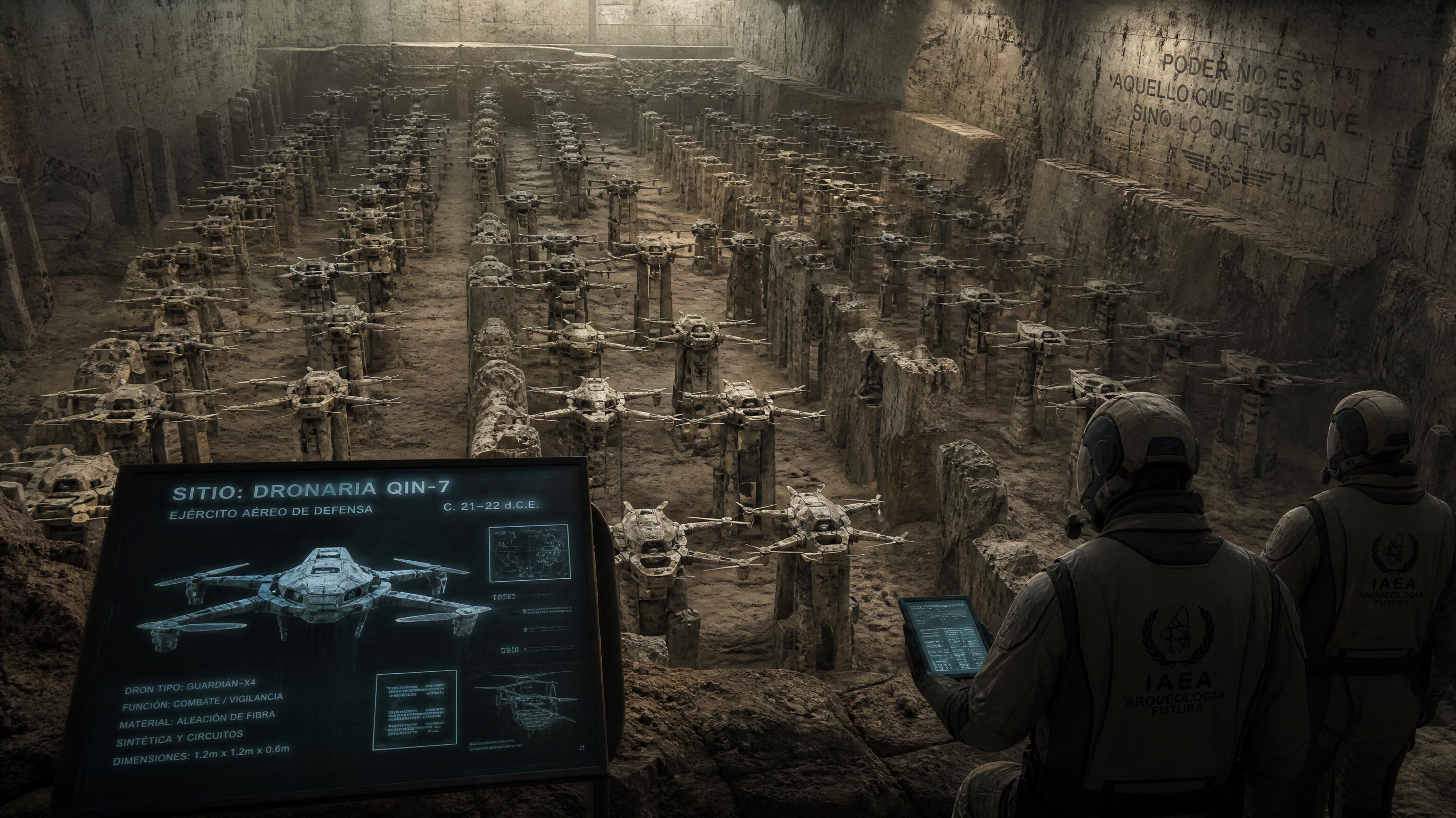 Imagen de un ejército de terracota hecho de drones generada a partir de texto con MyEdit