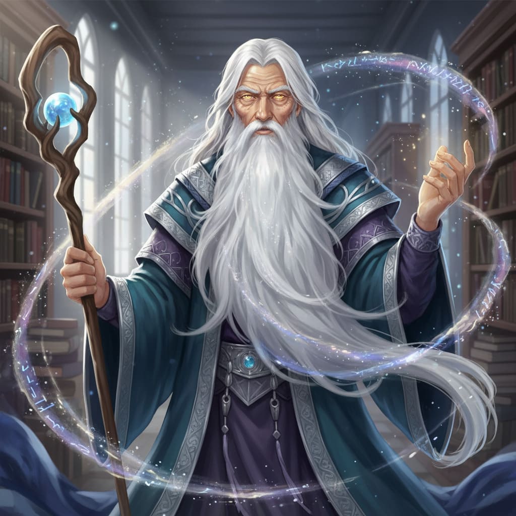 Elderly wizard AI-generated illustration