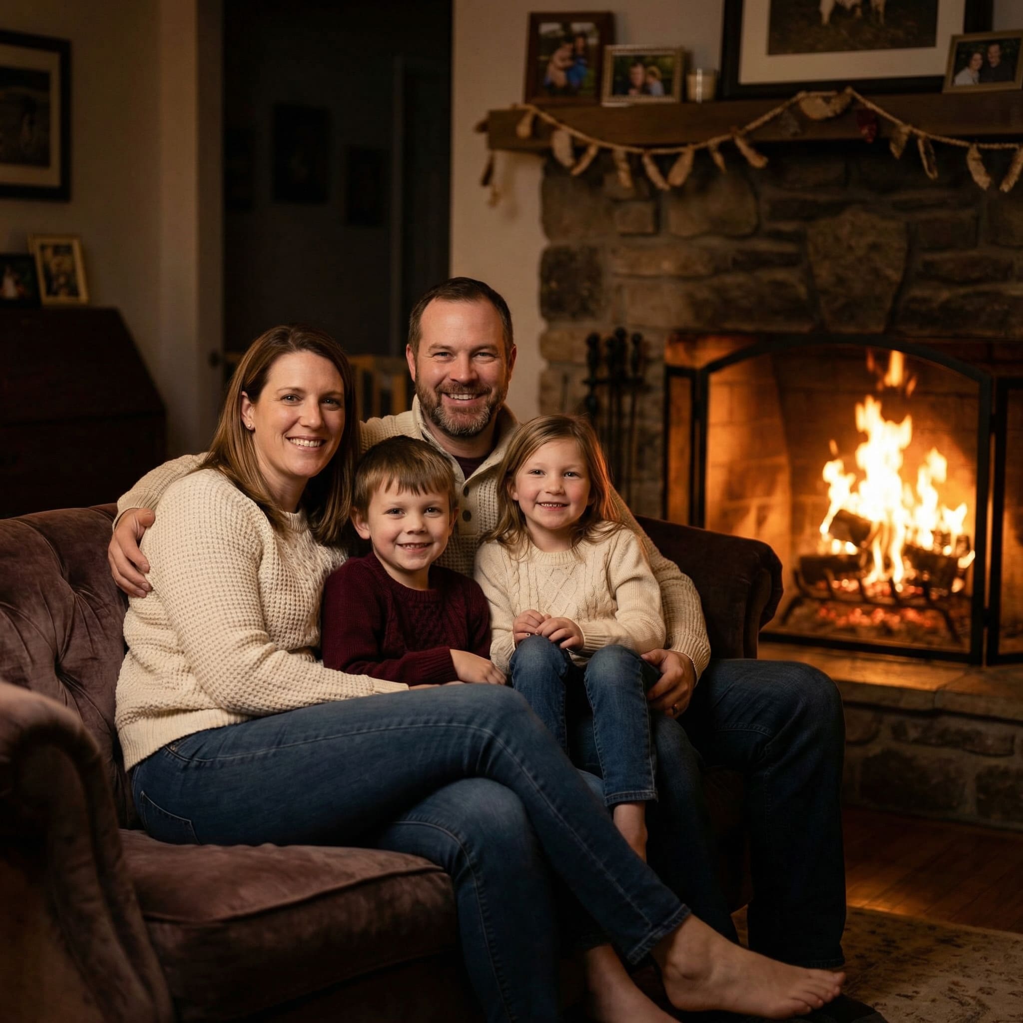 AI-generated environmental home family portrait