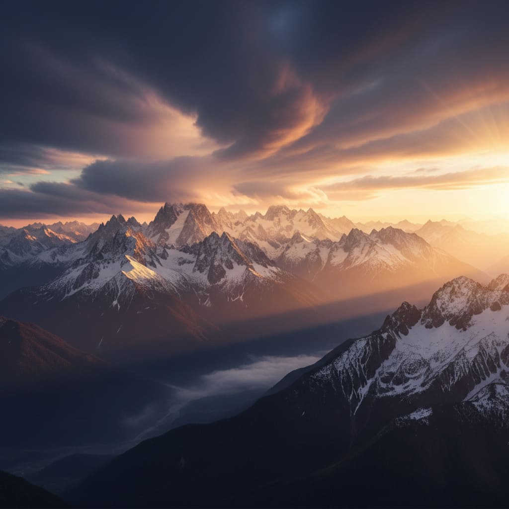 Epic Mountain Range, Dramatic Sky