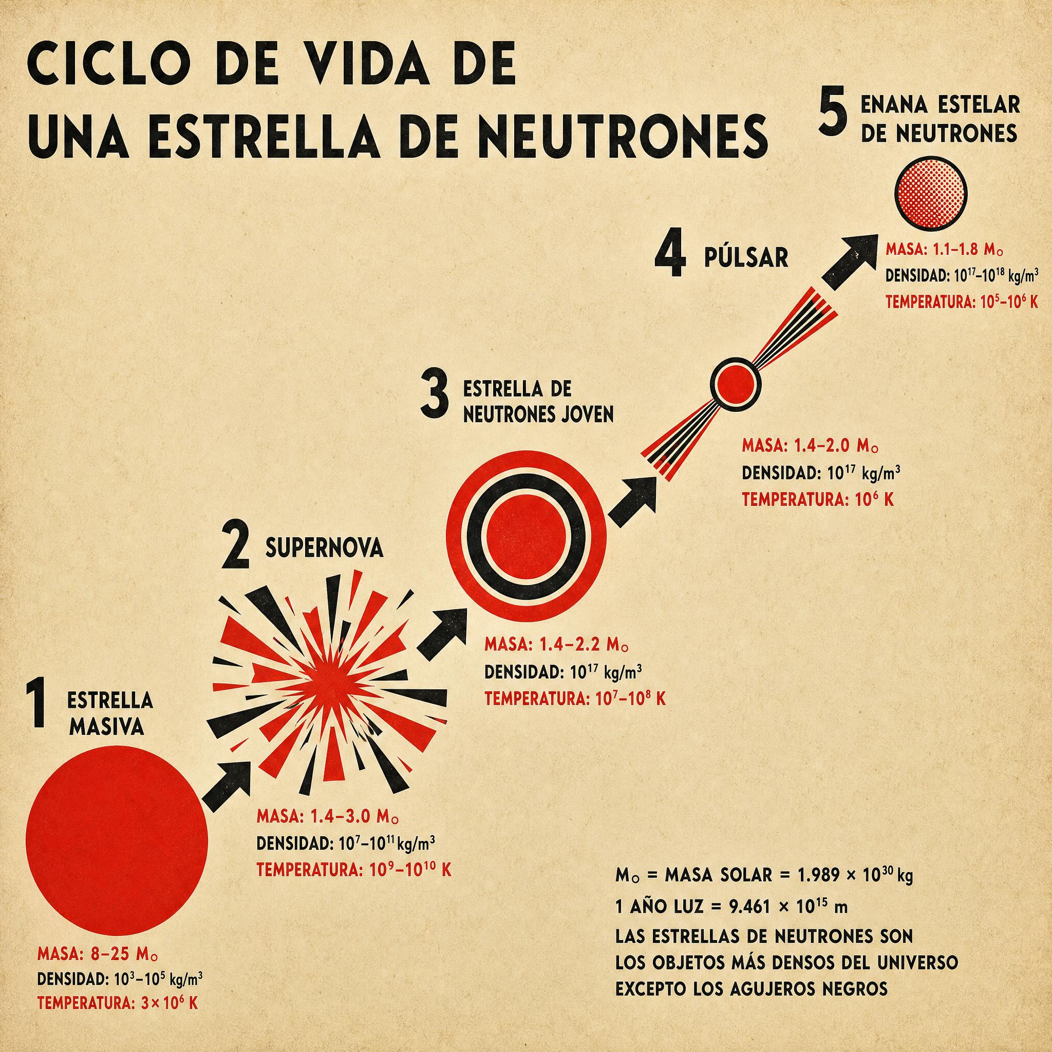 Ciclo de vida de una estrella de neutrones en forma de infografía diseñada con MyEdit