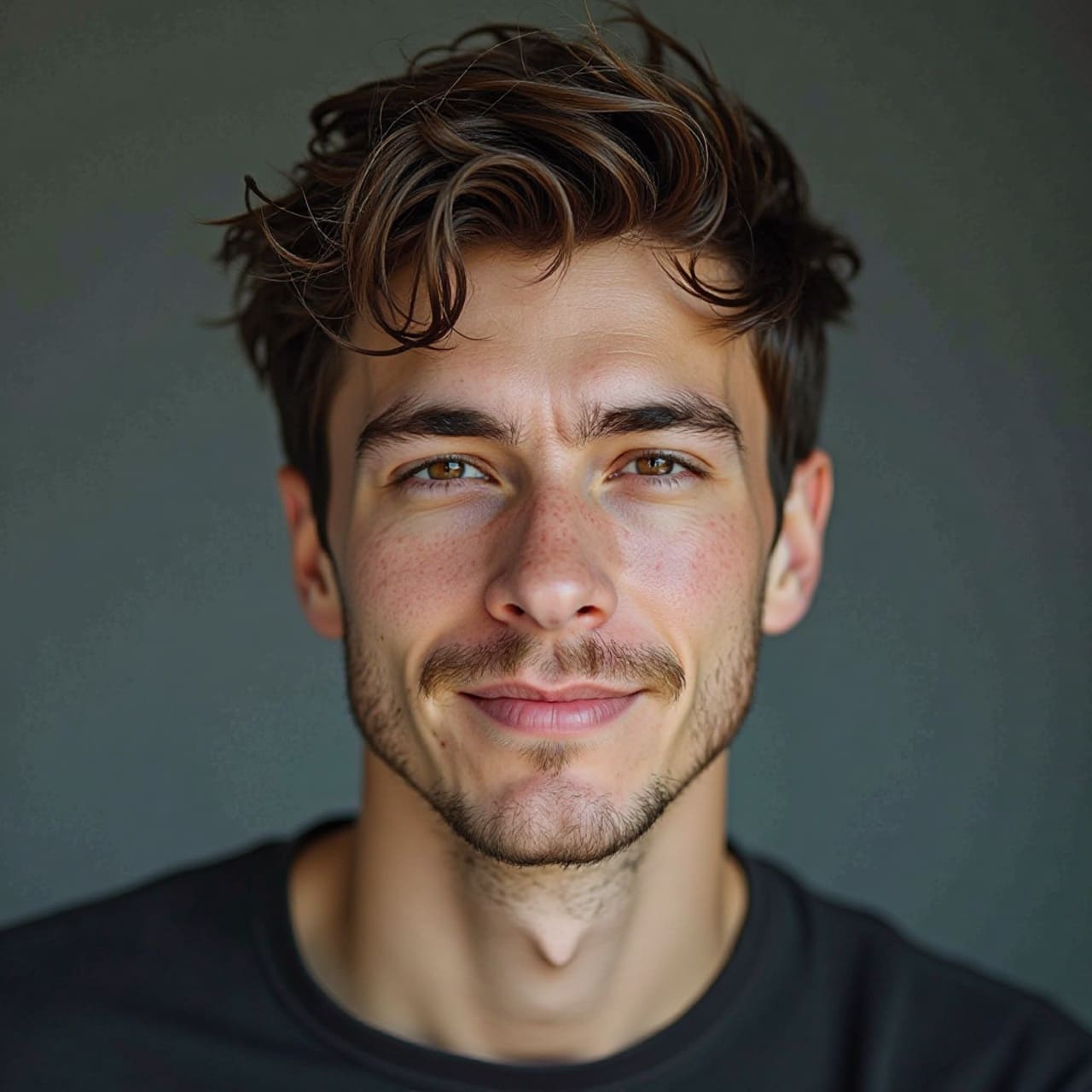 Reference photo before AI fade haircut and full beard