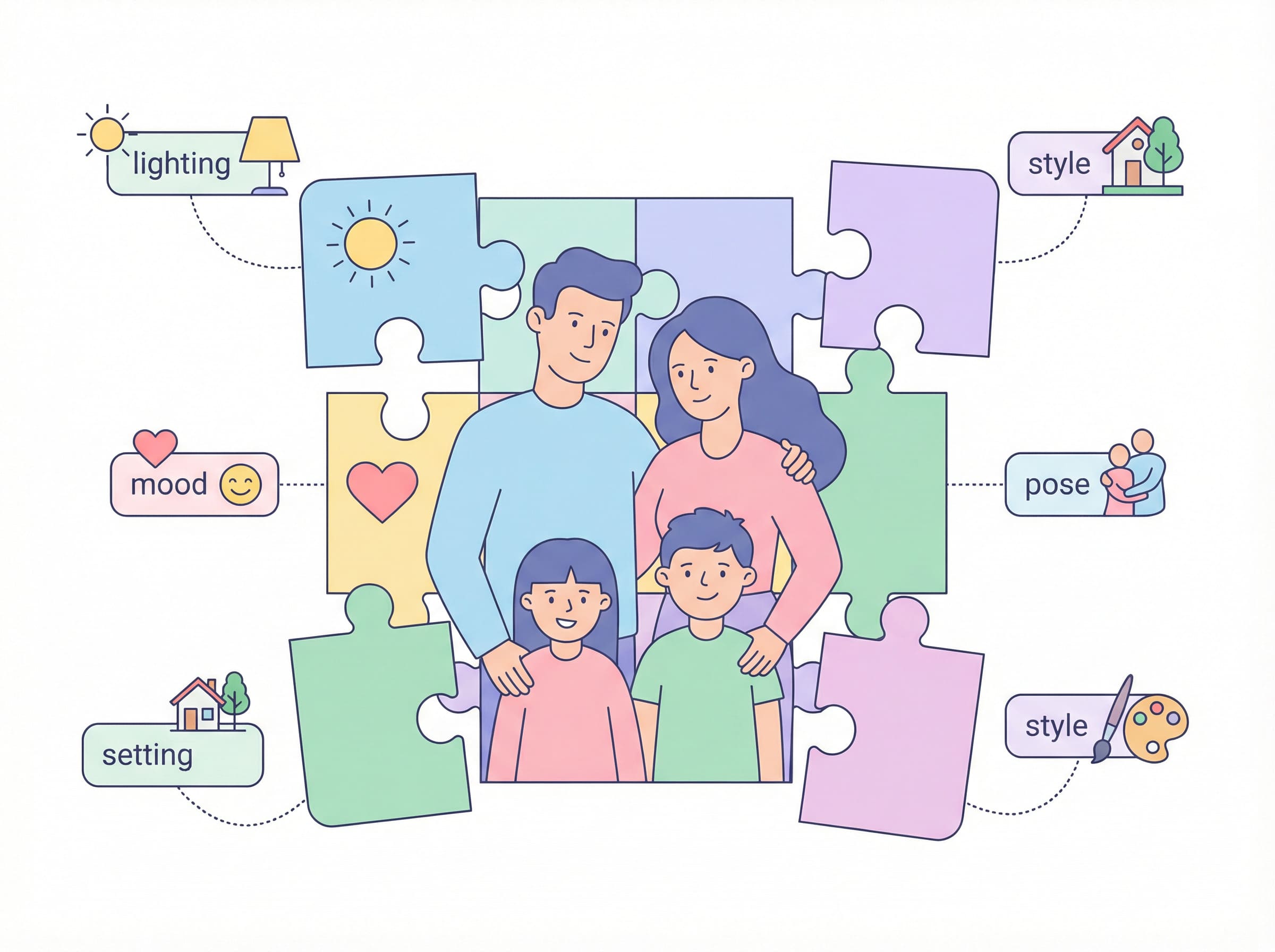 example of a family photoshoot AI prompt result