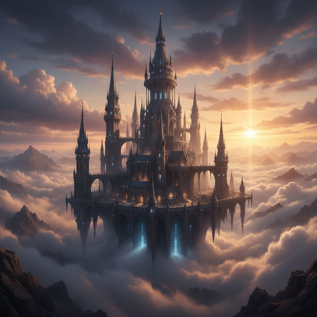 Fantasy Castle in the Clouds, Epic Atmosphere