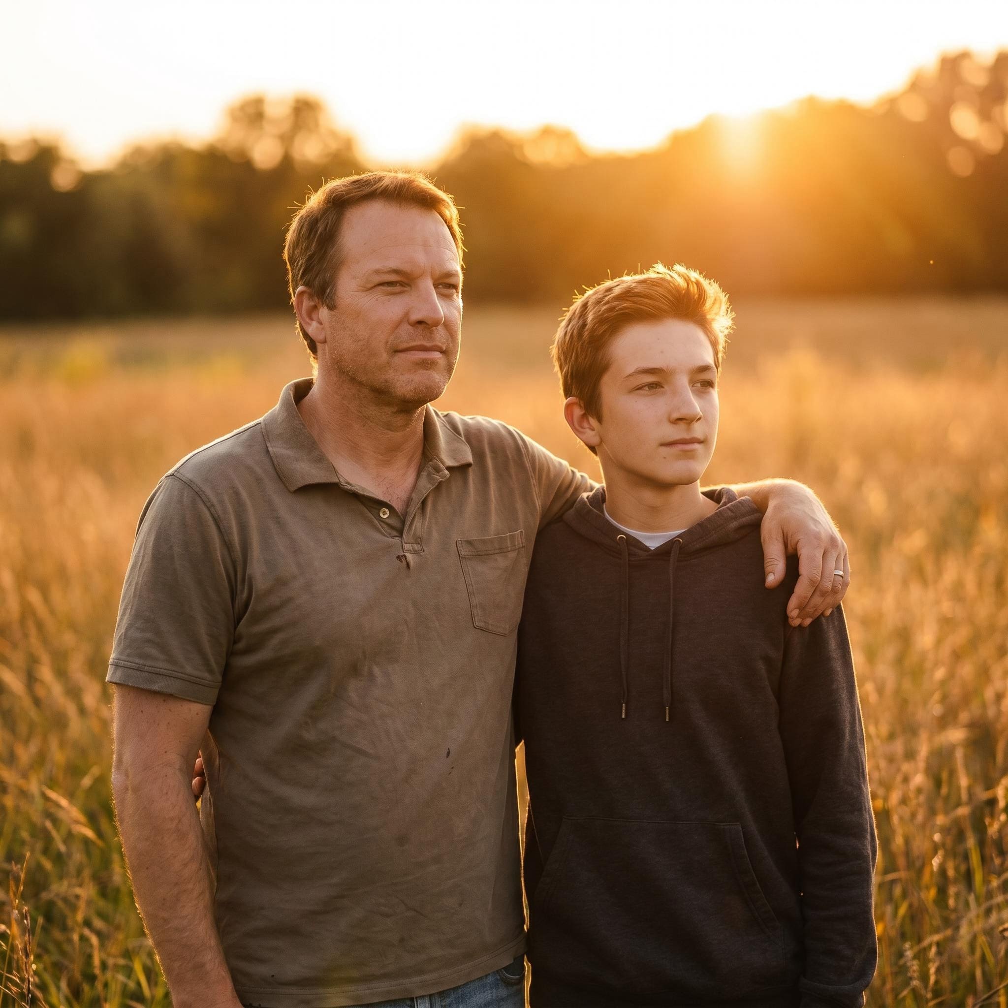 Portrait cinématique père-fils créé par l'IA