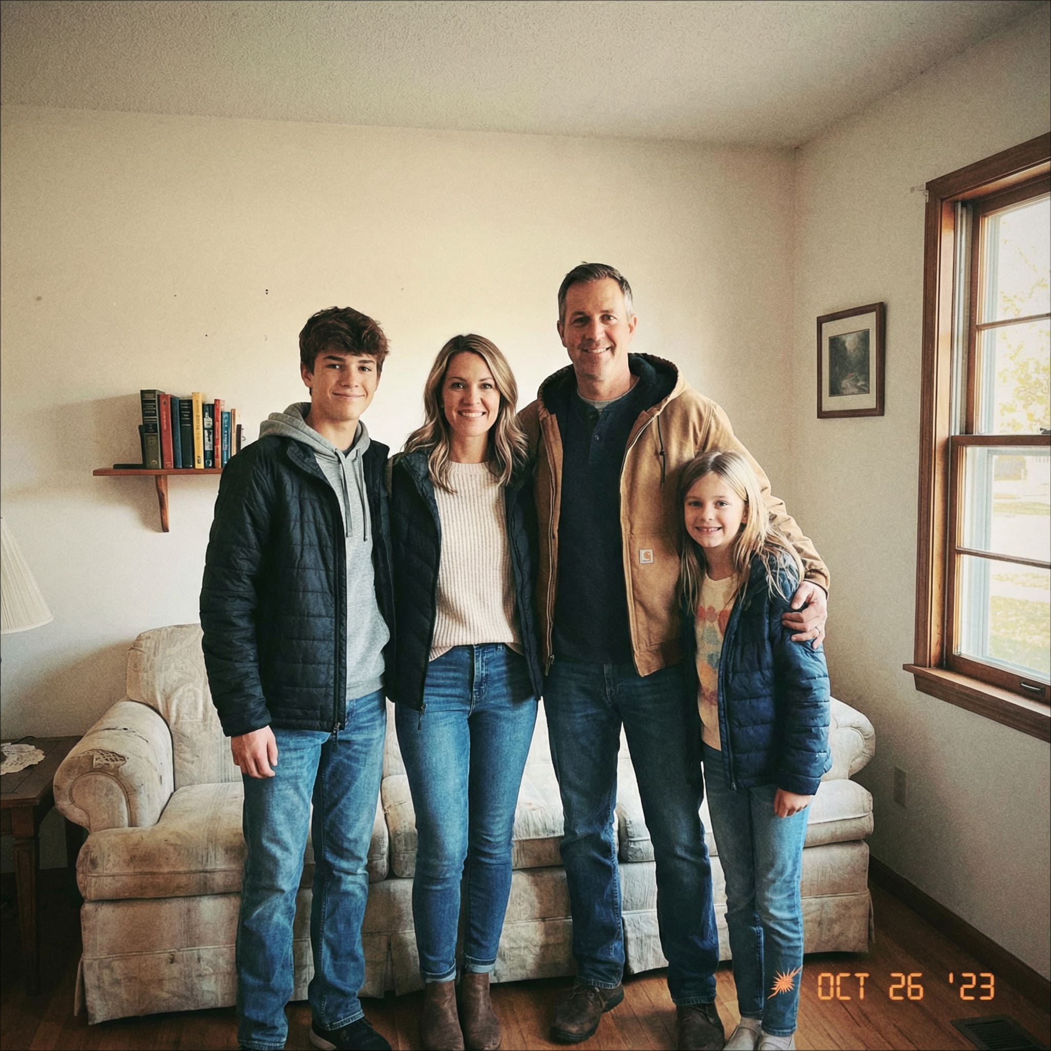 Original family photo before AI festive home transformation