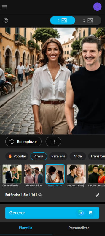 Interfaz de la herramienta Imagen a video con IA de MyEdit