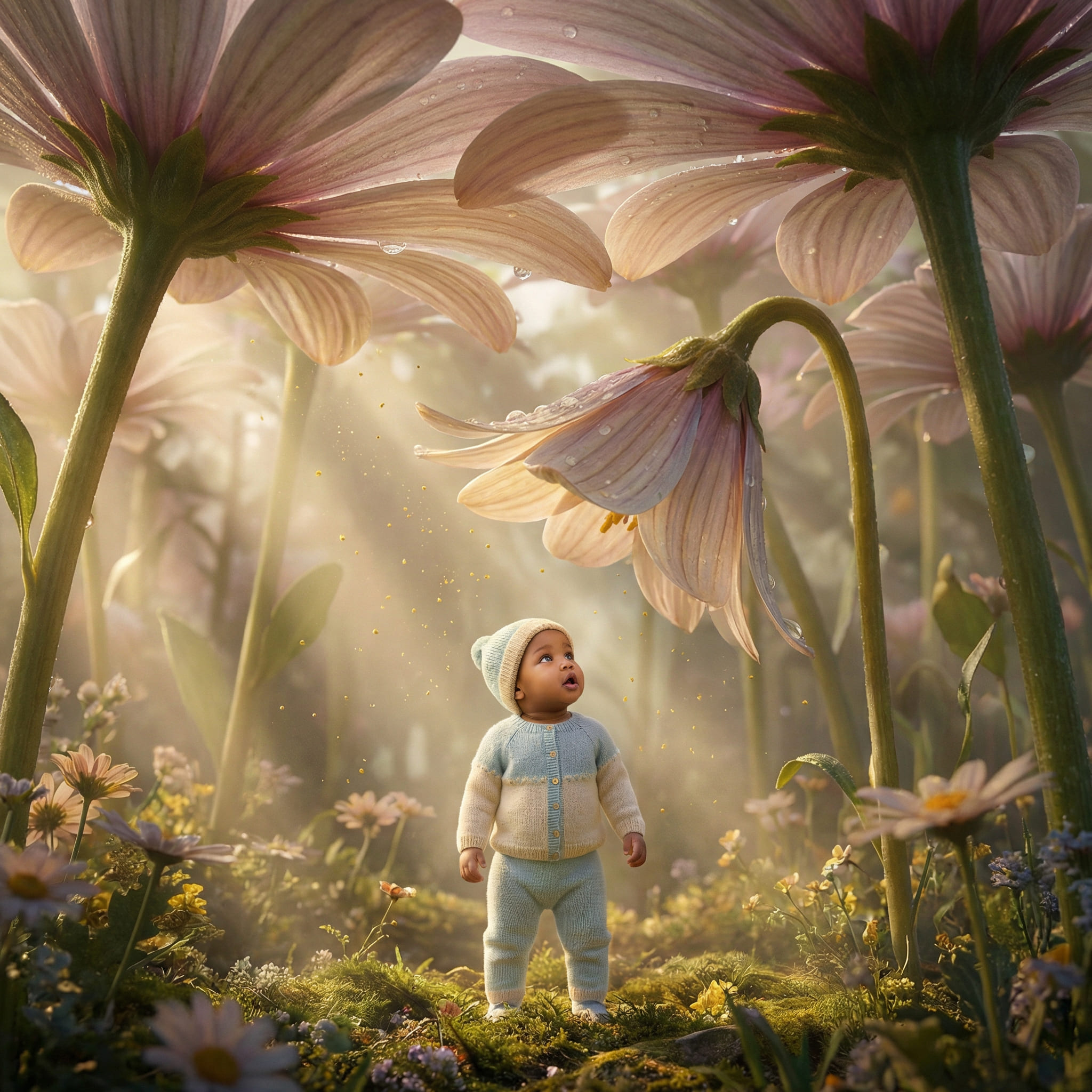 Baby in a Gigantic Flower Field