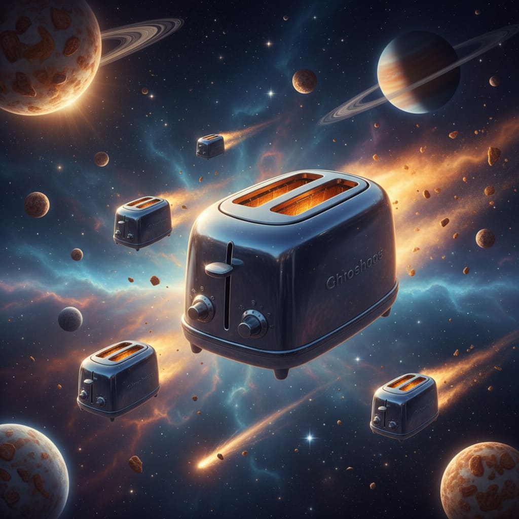 Flying Toasters in Space AI Image