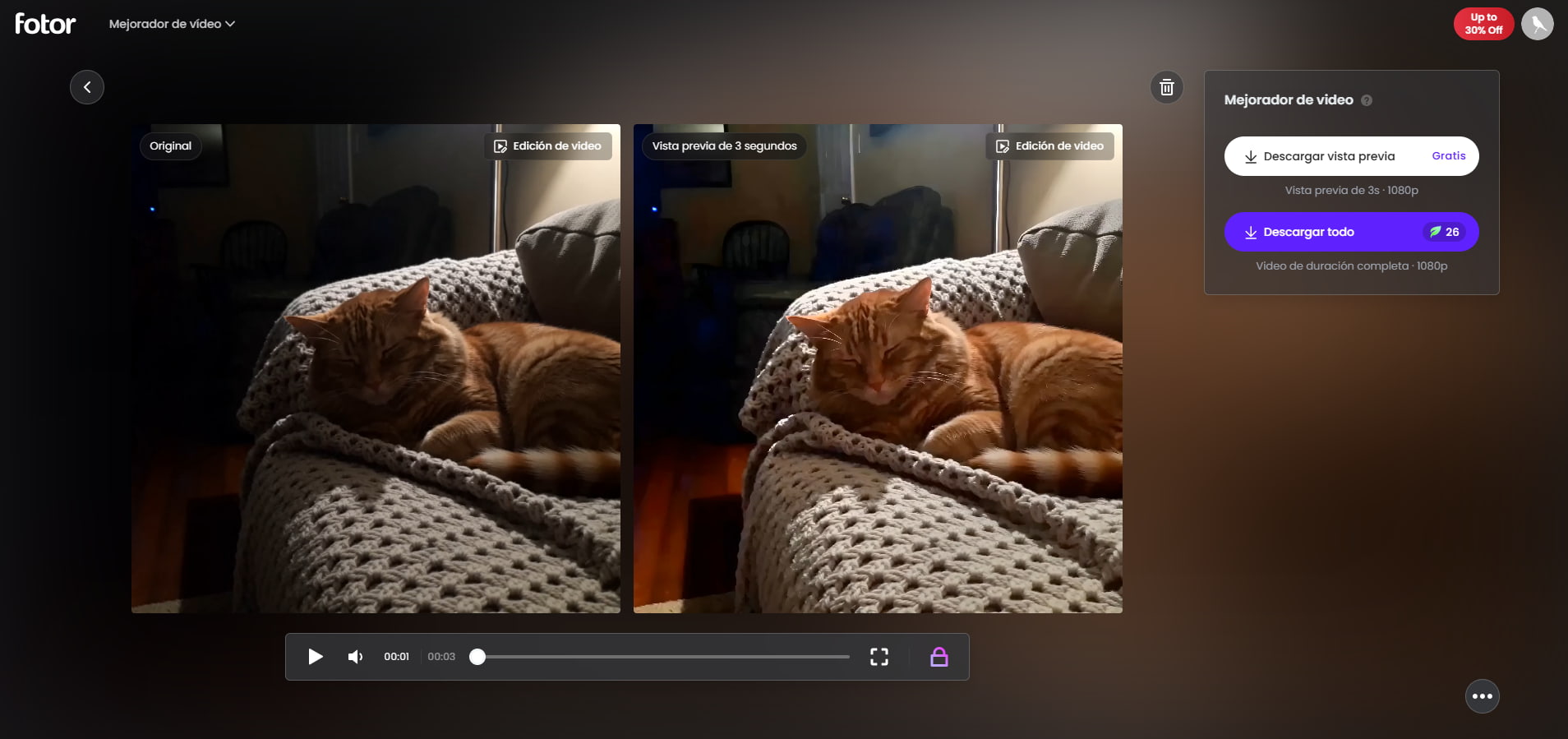 Fotor mejorador online de video con IA