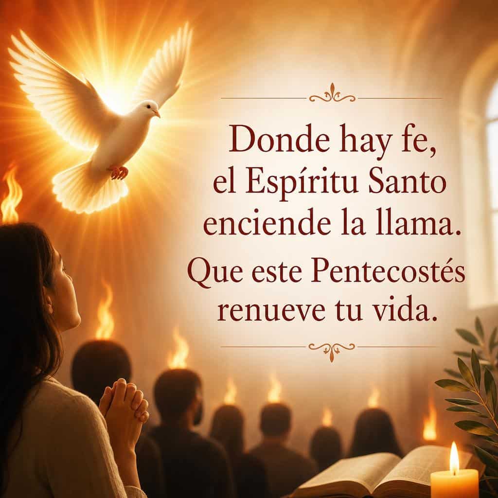 Imagen con frase de Pentecostés de reflexión y fe