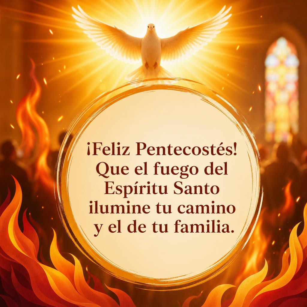 Imagen con frase de Pentecostés para enviar por WhatsApp y redes sociales