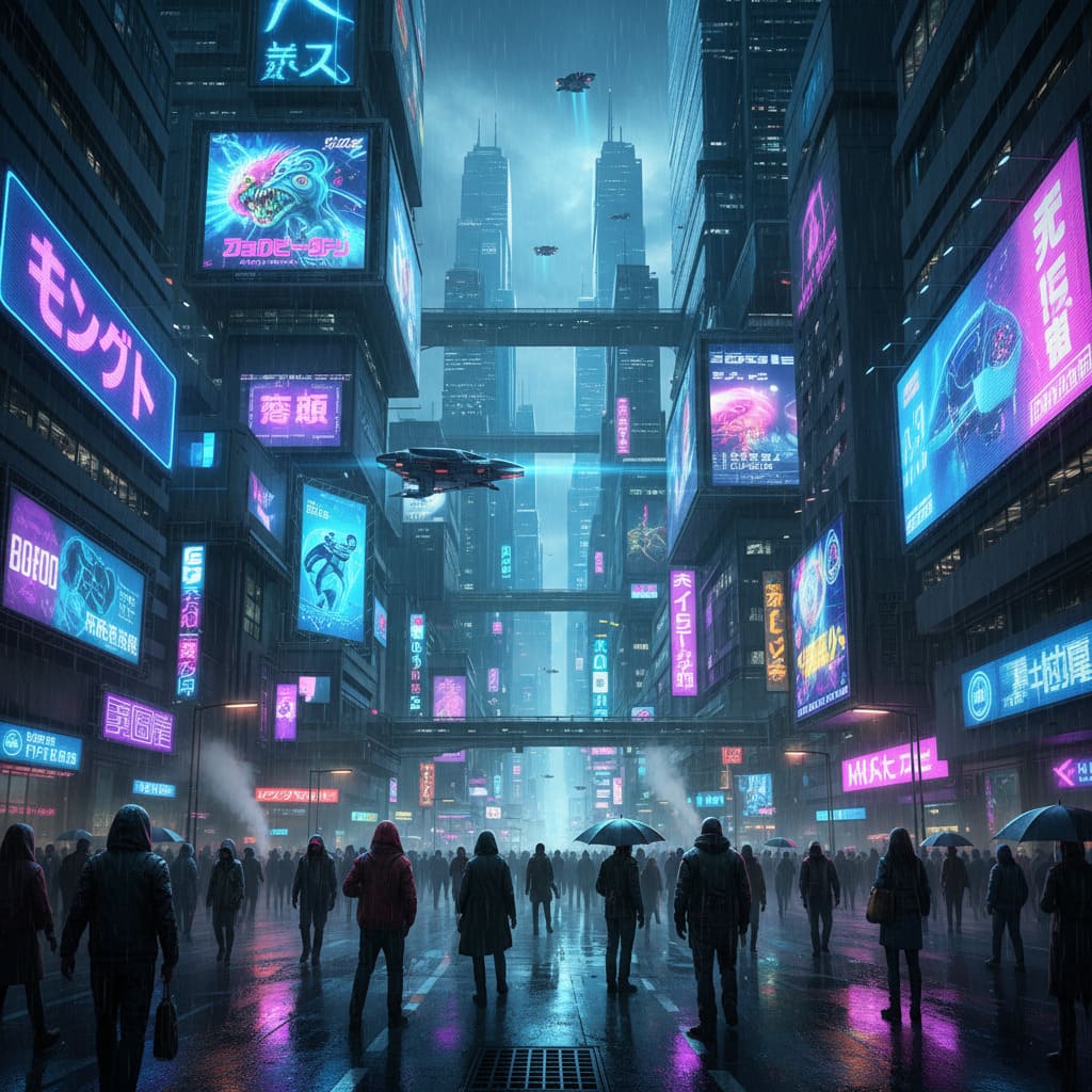 Ville Cyberpunk Futuriste la Nuit