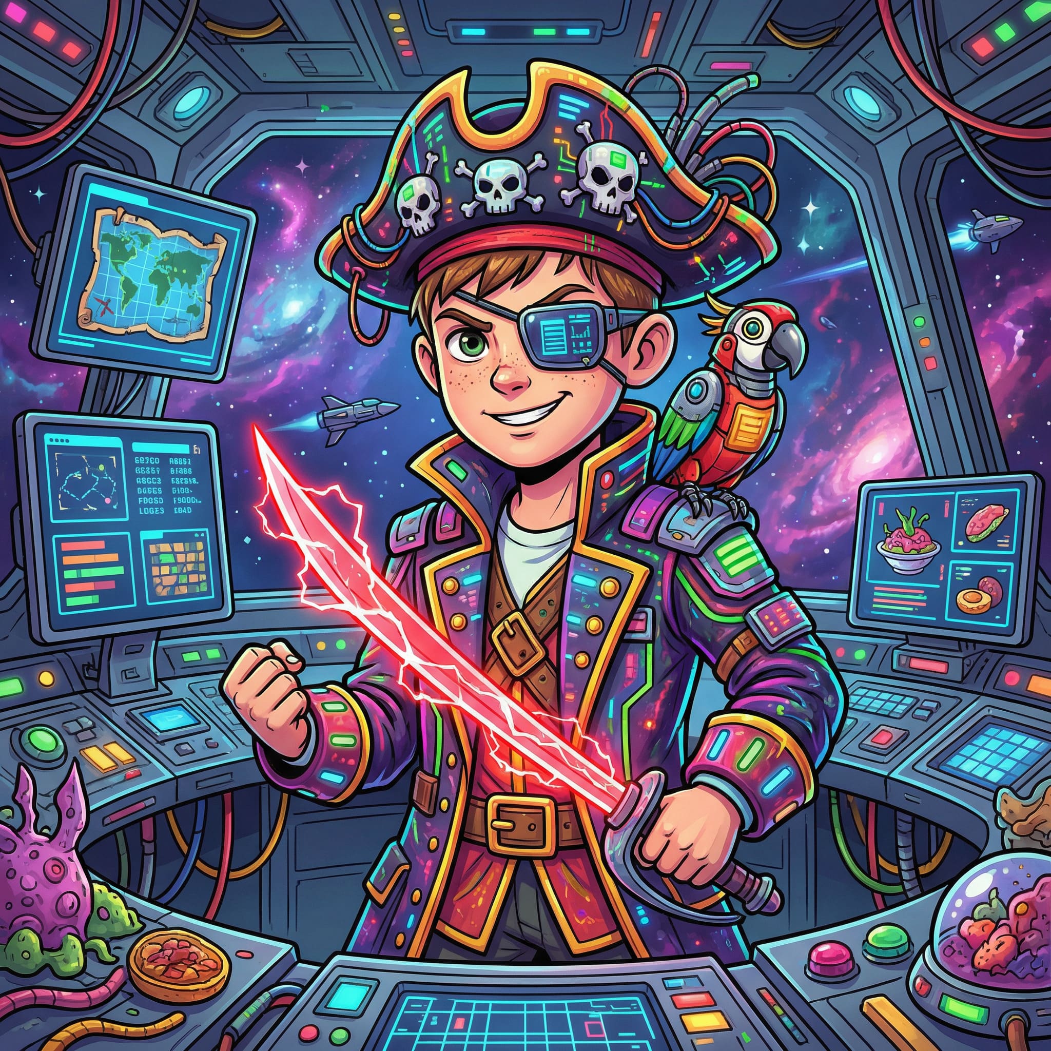 Chef galactique / pirate digital - image IA Après