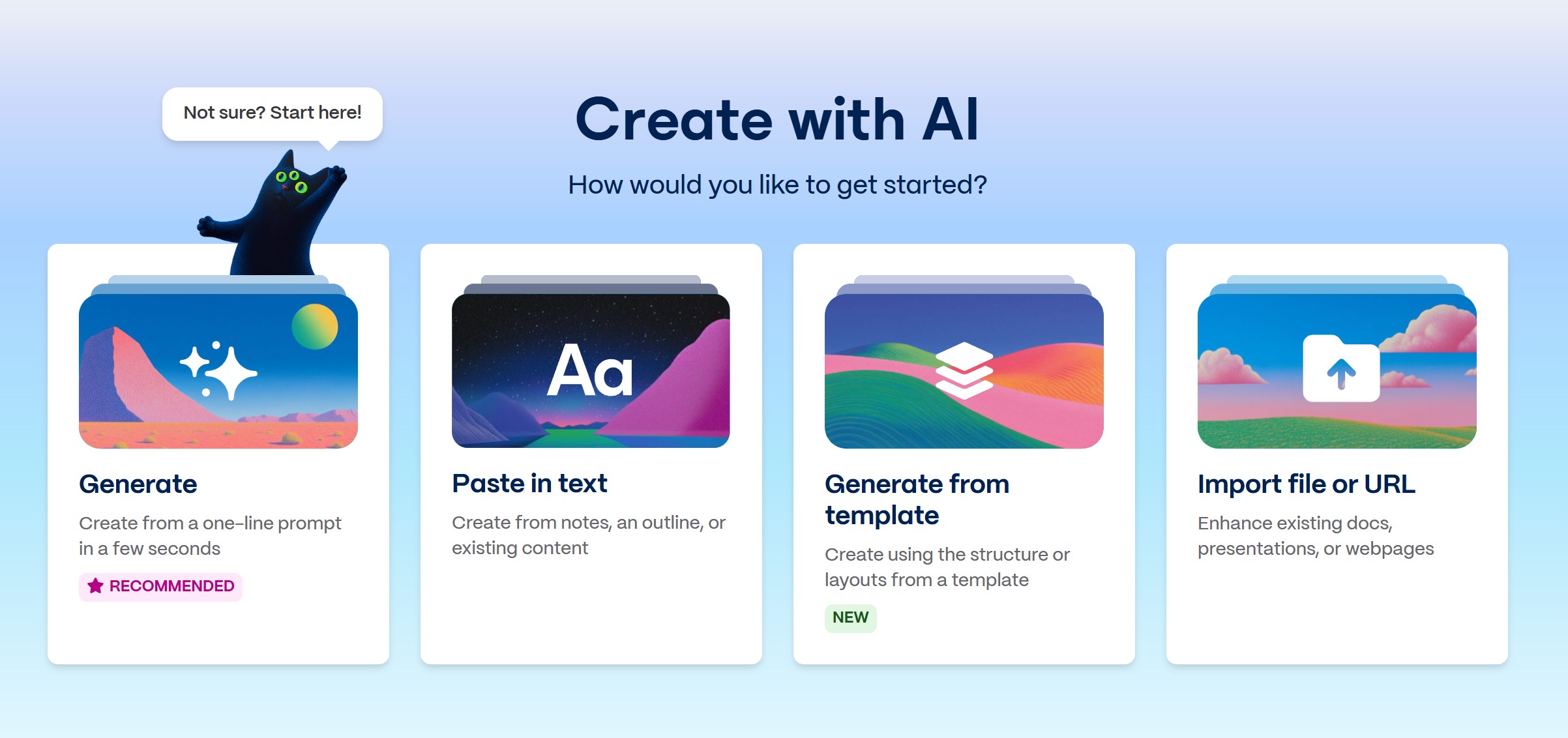 Interfaz de Gamma para crear PPT con IA