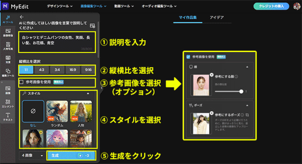 MyEditテキストから動画化参考画像