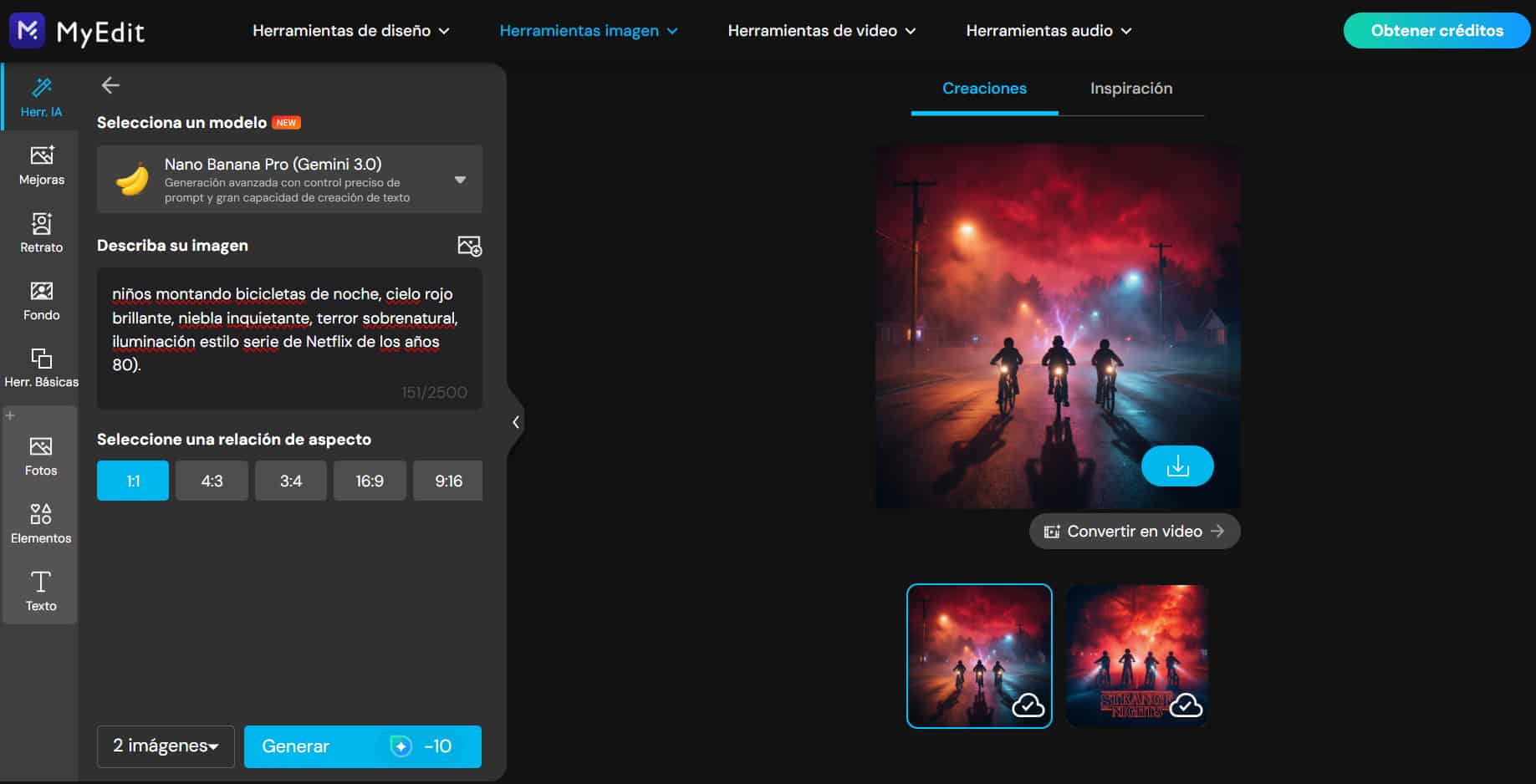 Generador de imagen para crear efectos al estilo de IA Stranger Things