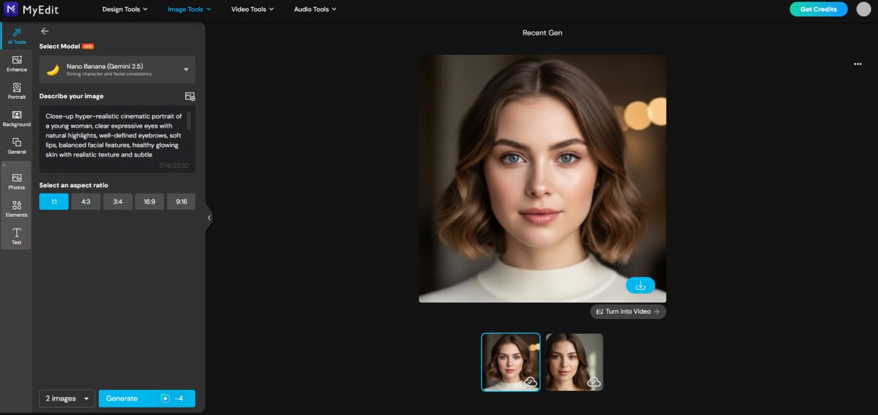 Generate AI image in MyEdit