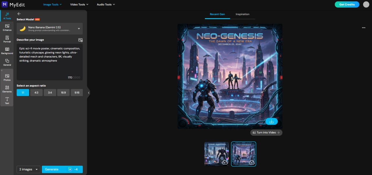 Generate AI image in MyEdit