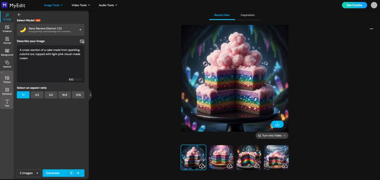 Generate AI image in MyEdit