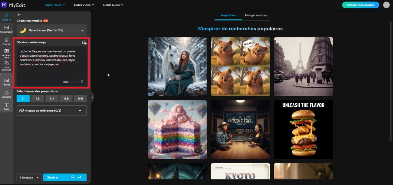 Saisir le prompt de Pâques dans MyEdit