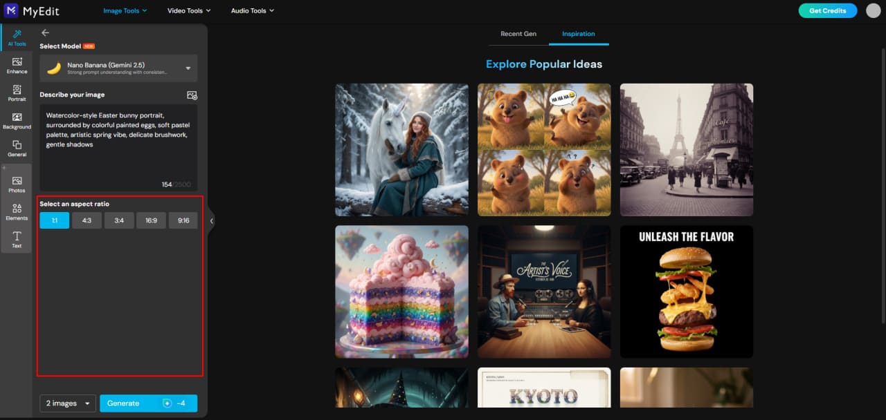 Customize Easter AI image settings in MyEdit