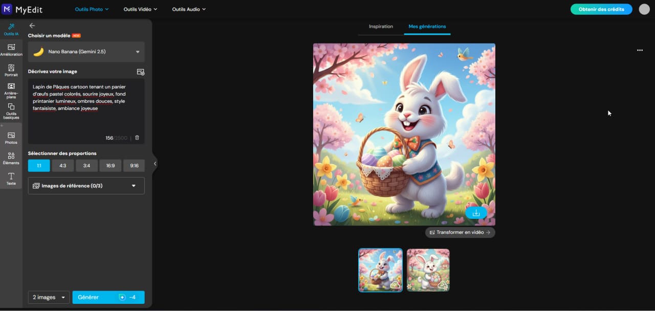 Paramètres personnalisés pour l'image de Pâques dans MyEdit