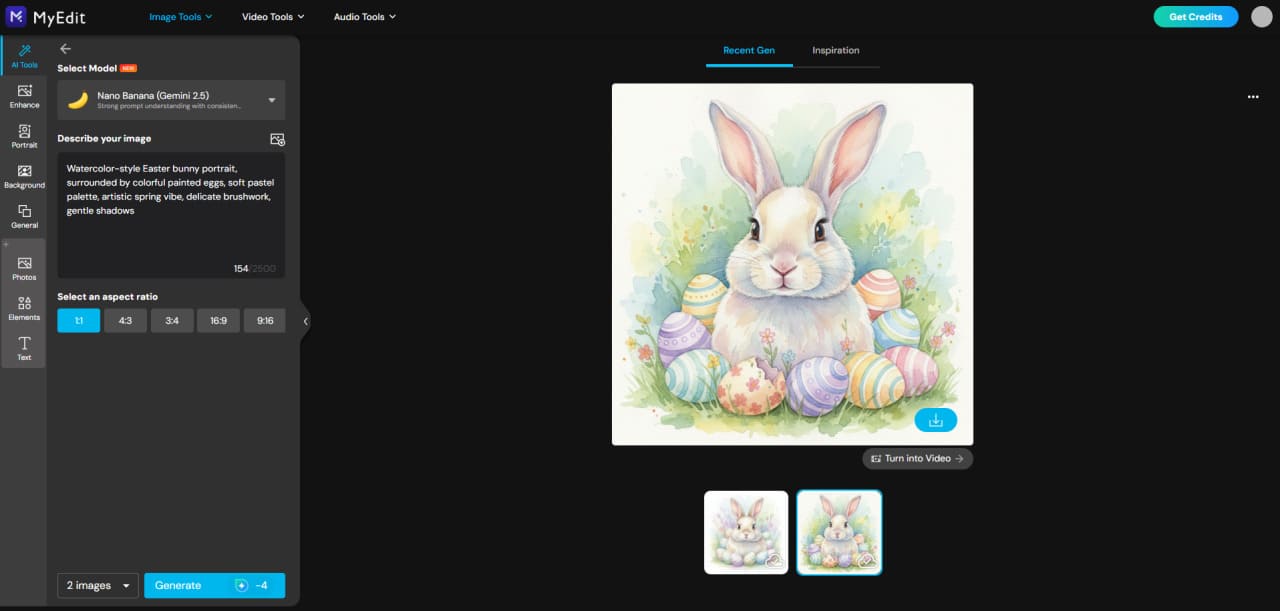 Generate Easter AI image in MyEdit