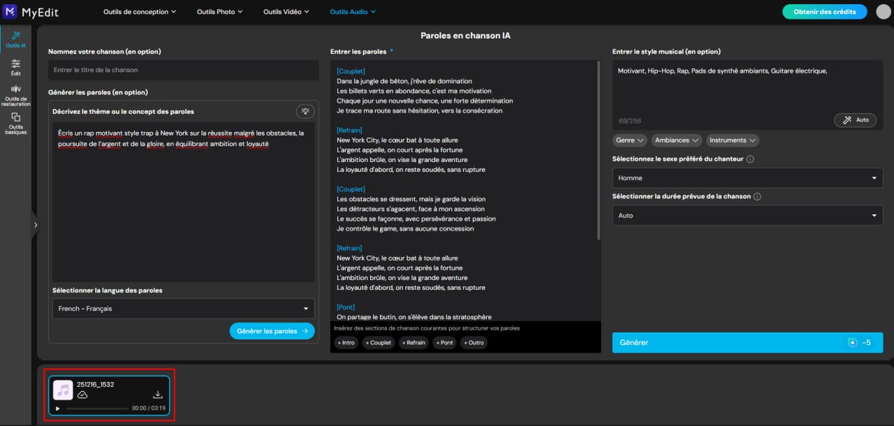 Générer un morceau de rap complet avec l'IA