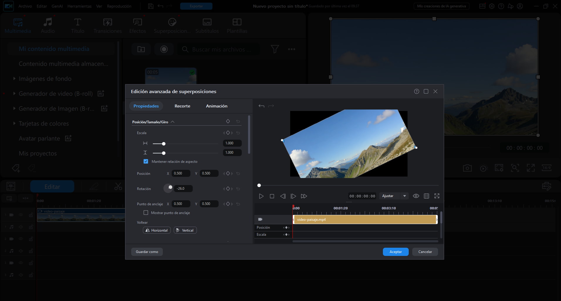 Girar videos en PowerDirector