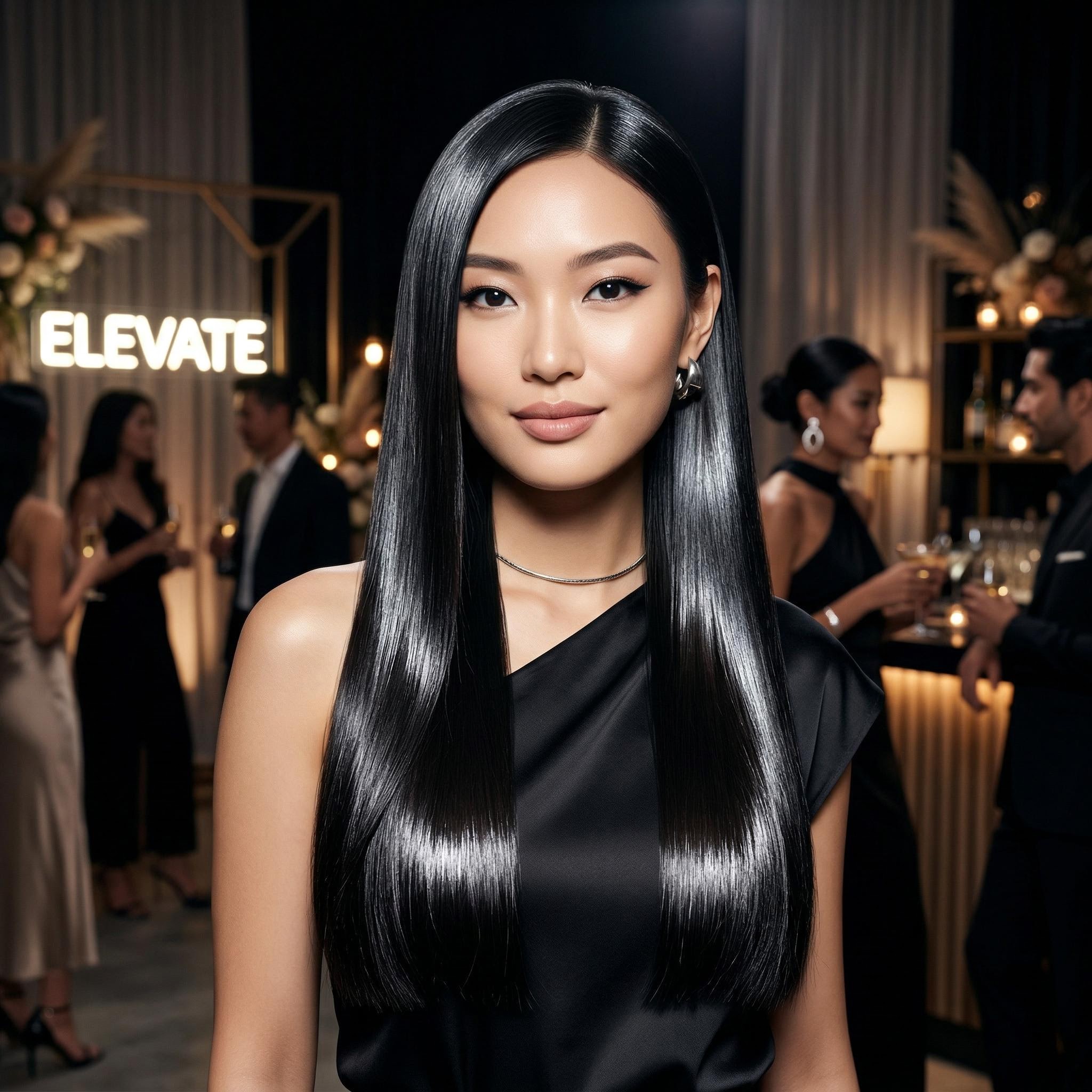 Glass hair sleek straight party hairstyle