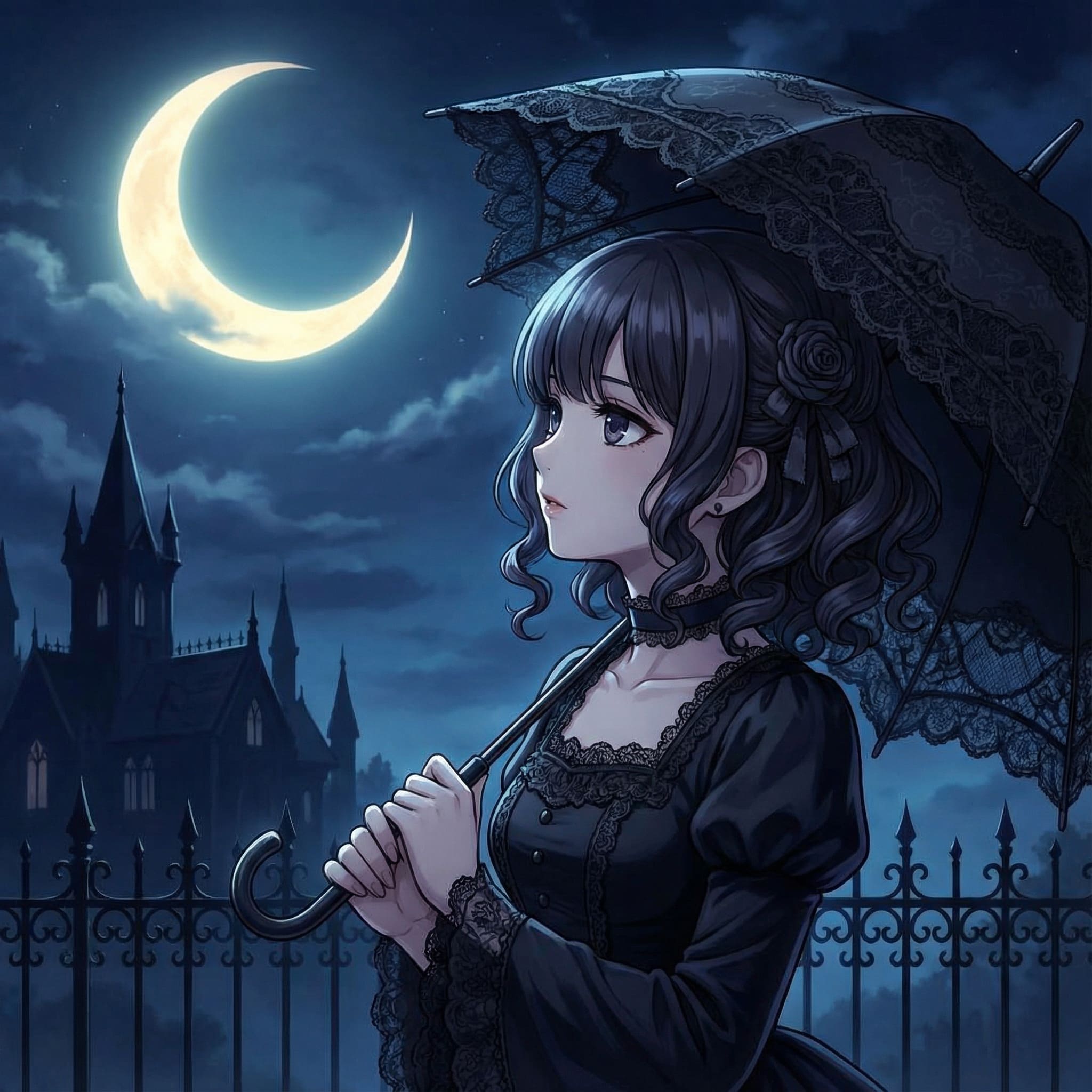 Gothic lolita character AI-generated illustration