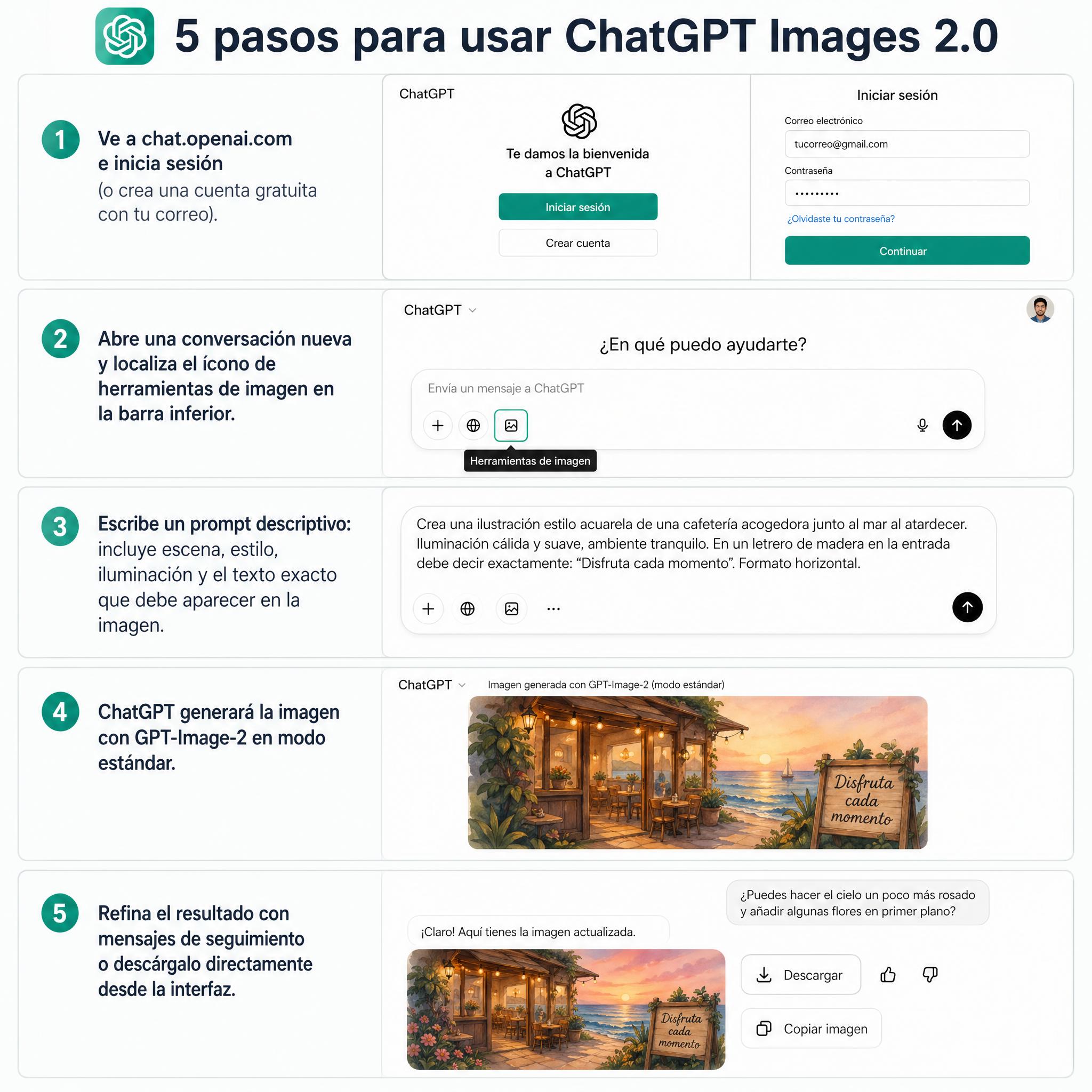 Pasos para usar ChatGPT Images 2.0