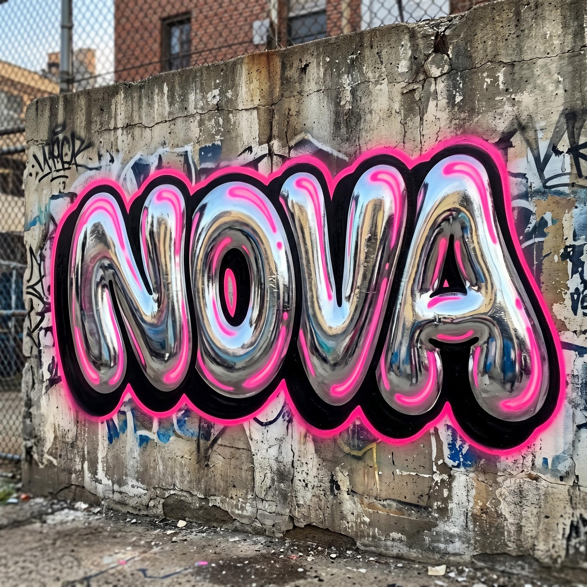 AI-generated bubble letter graffiti with round puffy letterforms and bold outlines