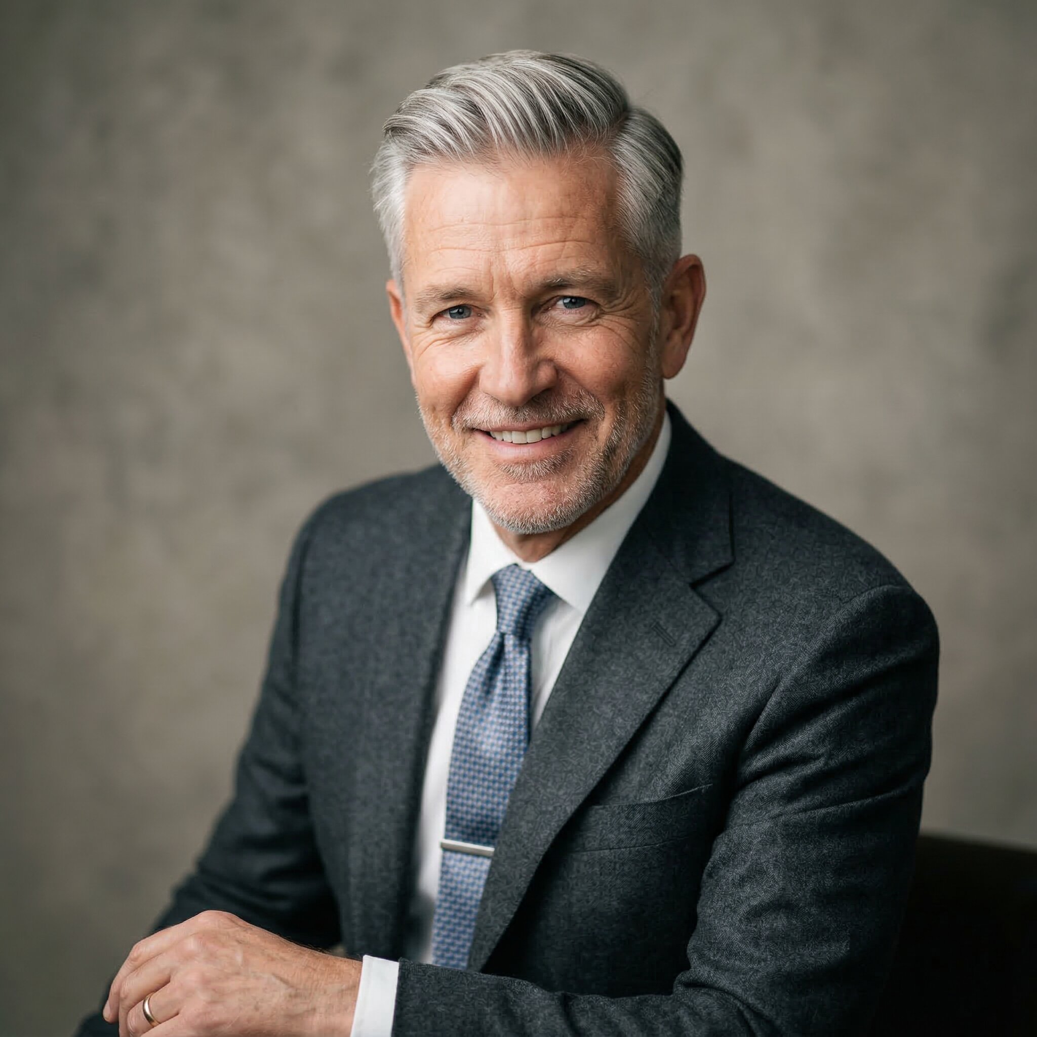 Side Part Grey Hairstyle