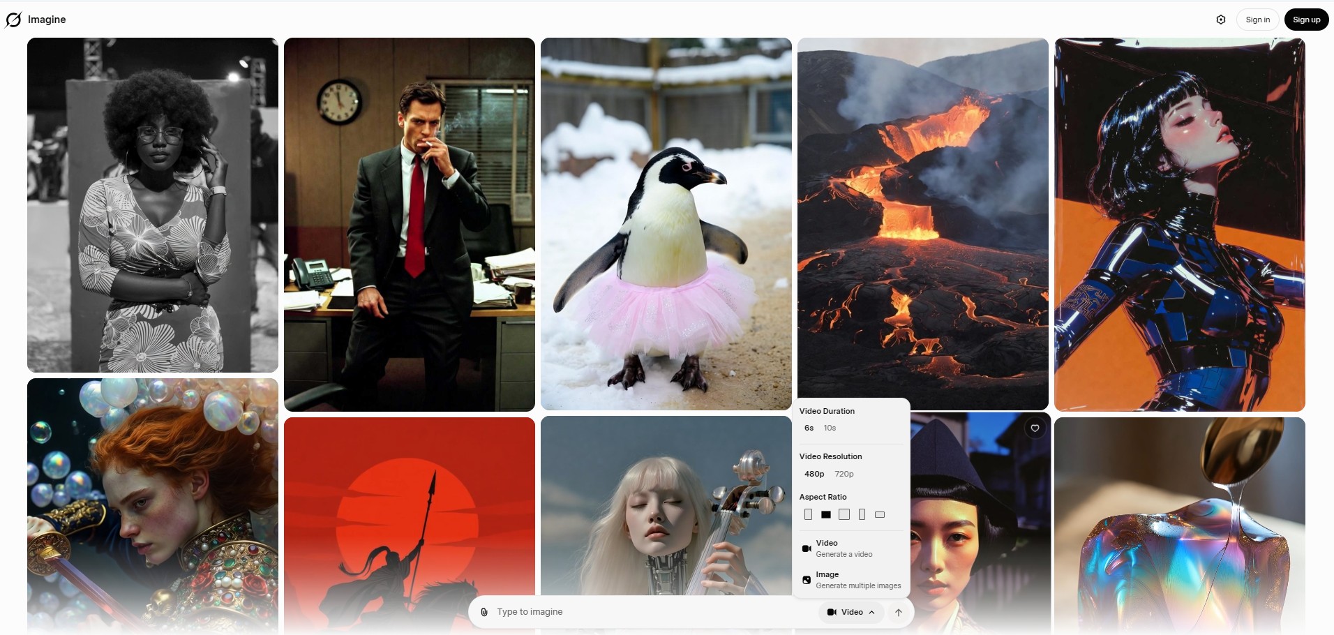 Interface of Grok Imagine