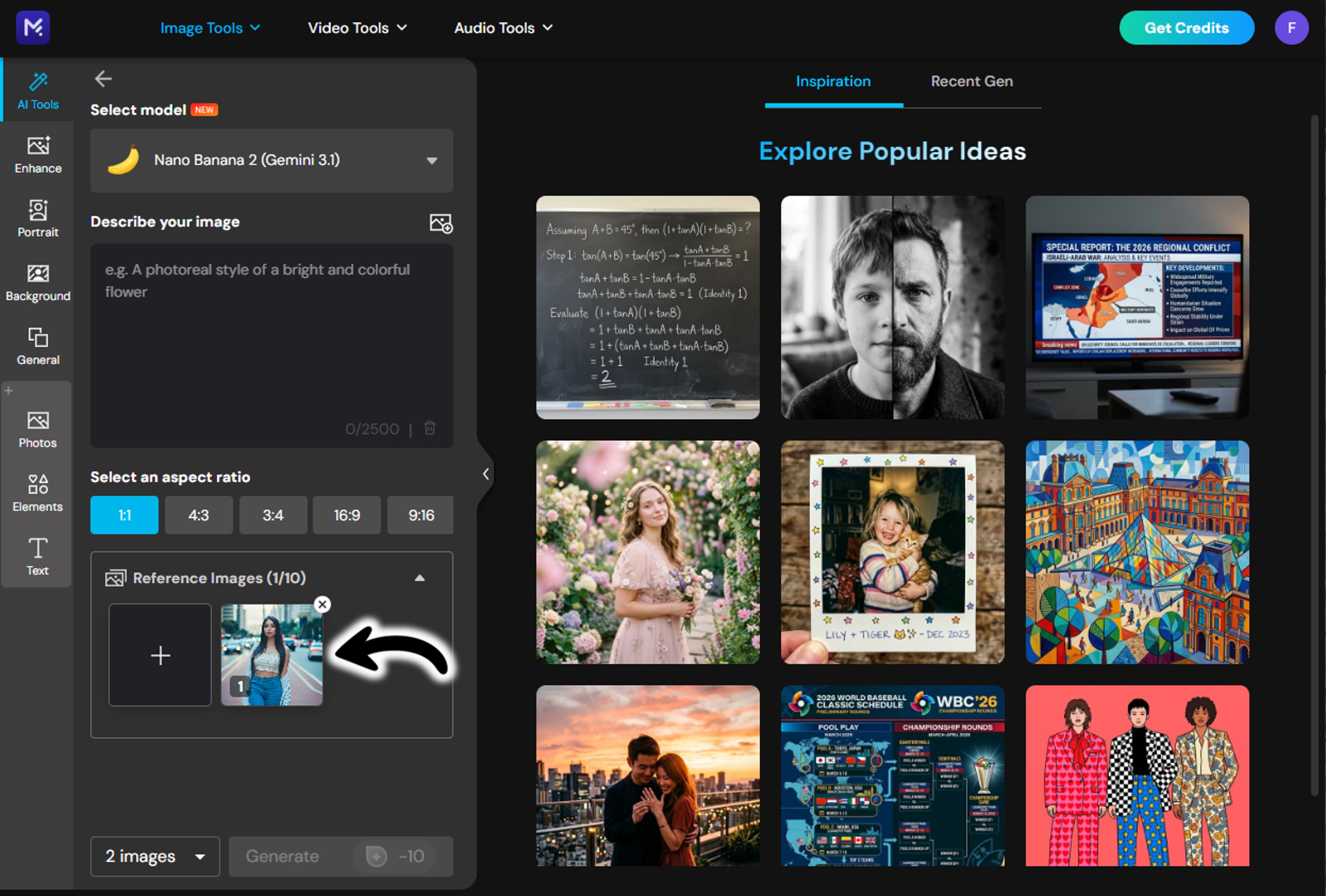 Uploading a face reference selfie into MyEdit for the GTA filter effect